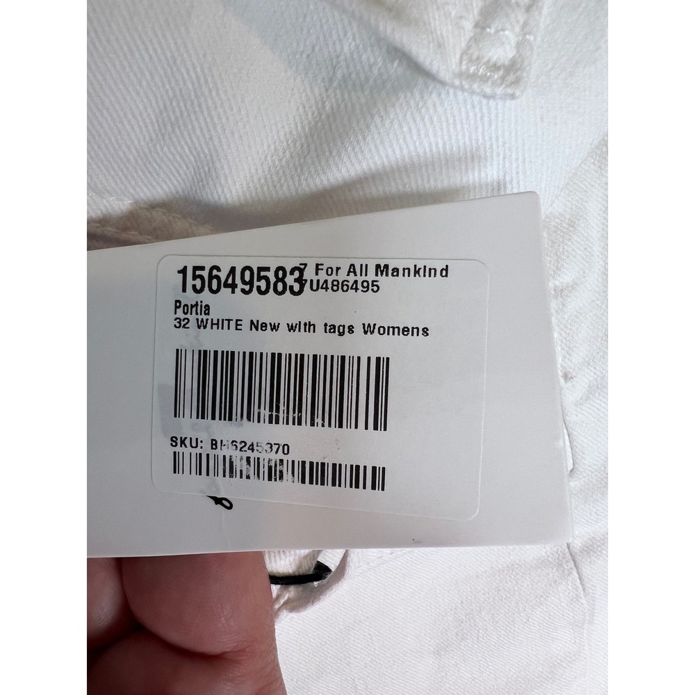 7 For All Mankind Portia Mega Flare Jeans White Sailor Button High Rise 32 NWT - Picture 8 of 14